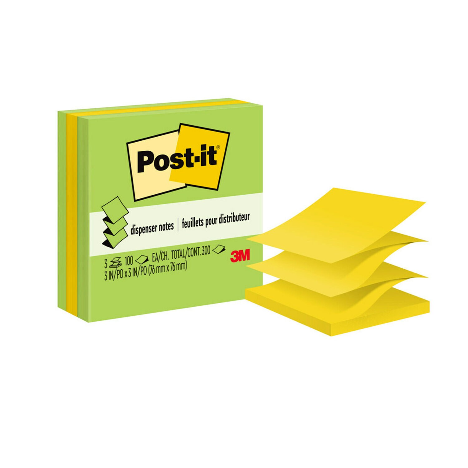 7100097986 - Post-it Dispenser Pop-up Notes 3301-3AU-FF, 3 in x 3 in (76 mm x 76 mm), 100% PEFC, SGSCH-PEFC-COC-110078