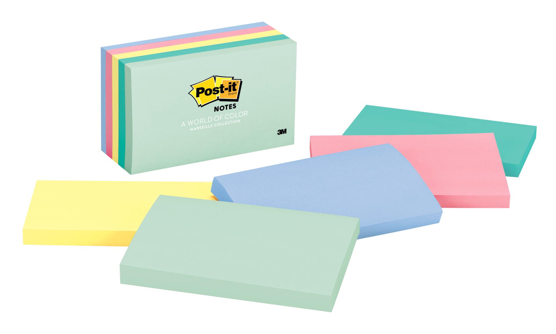 7100083327 - Post-it® Notes 655-AST, 3 in x 5 in (76 mm x 127 mm), Marseille colors