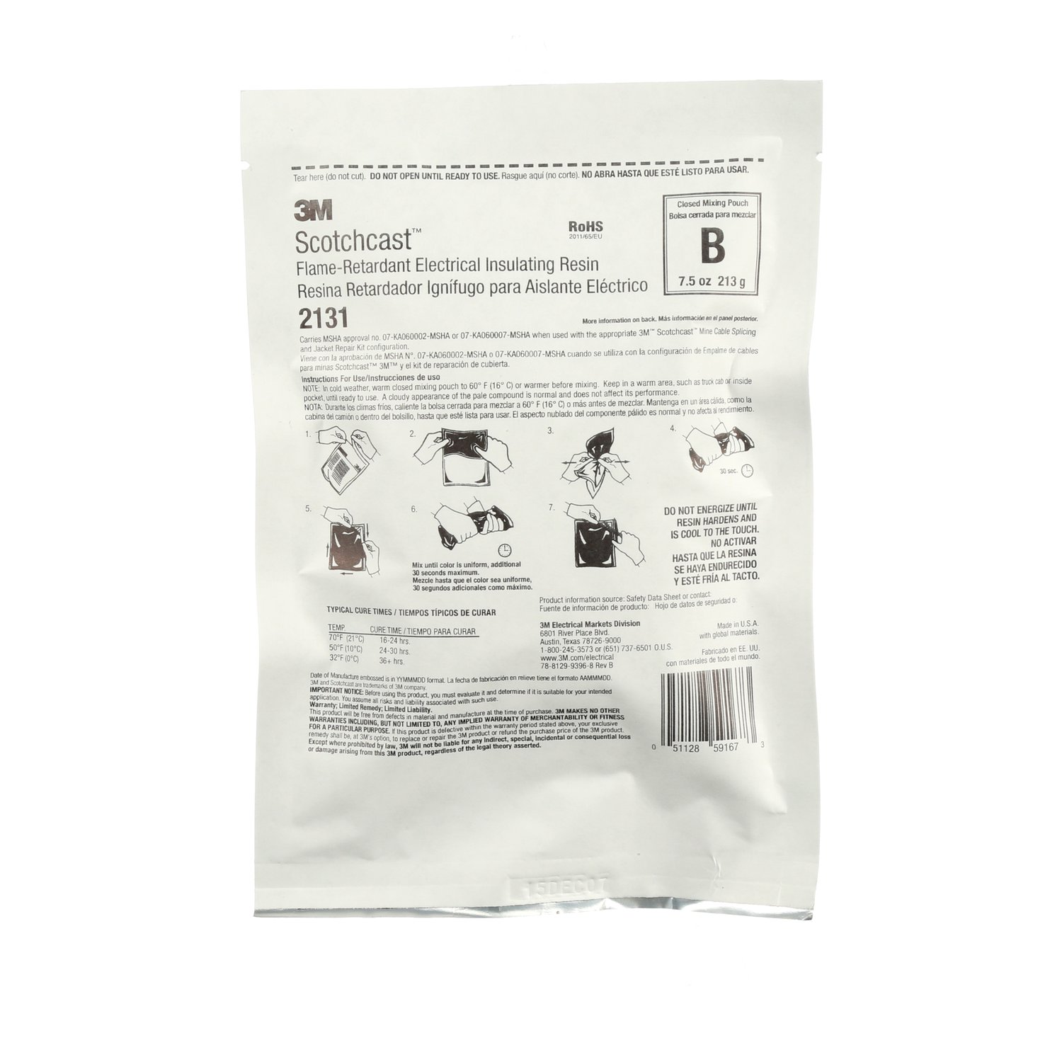 7000006239 - 3M Scotchcast Flame-Retardant Compound 2131B, 213 grams, 10 /Case