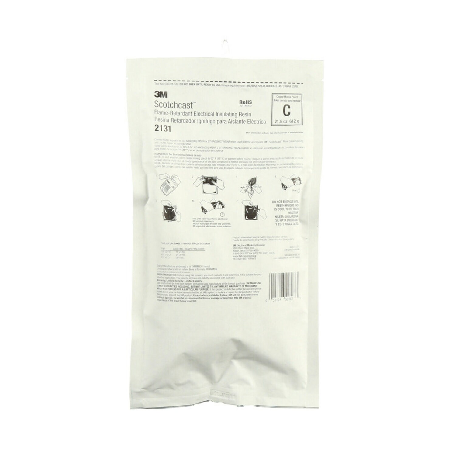 7000031844 - 3M Scotchcast Flame-Retardant Compound 2131C, 612 grams oz, 10 /Case