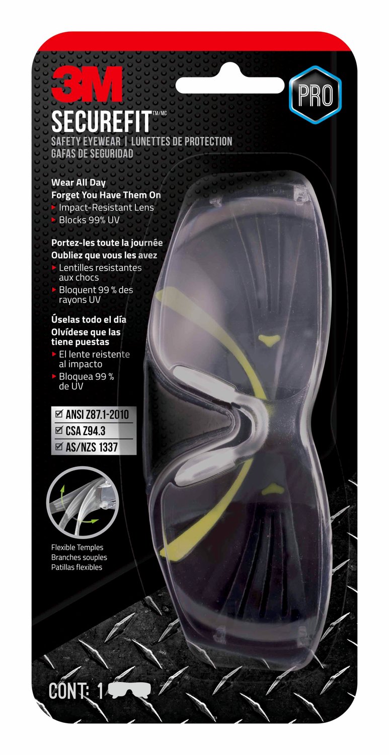 7100112109 - 3M SecureFit 400 Eye Protection SF400C-WV-6-PS Clear Anti-Fog, 6ea/cs
