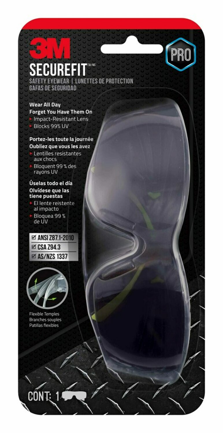 7100111916 - 3M SecureFit 400 Eye Protection SF400G-WV-6-PS, Gray Anti-Fog, 6ea/cs