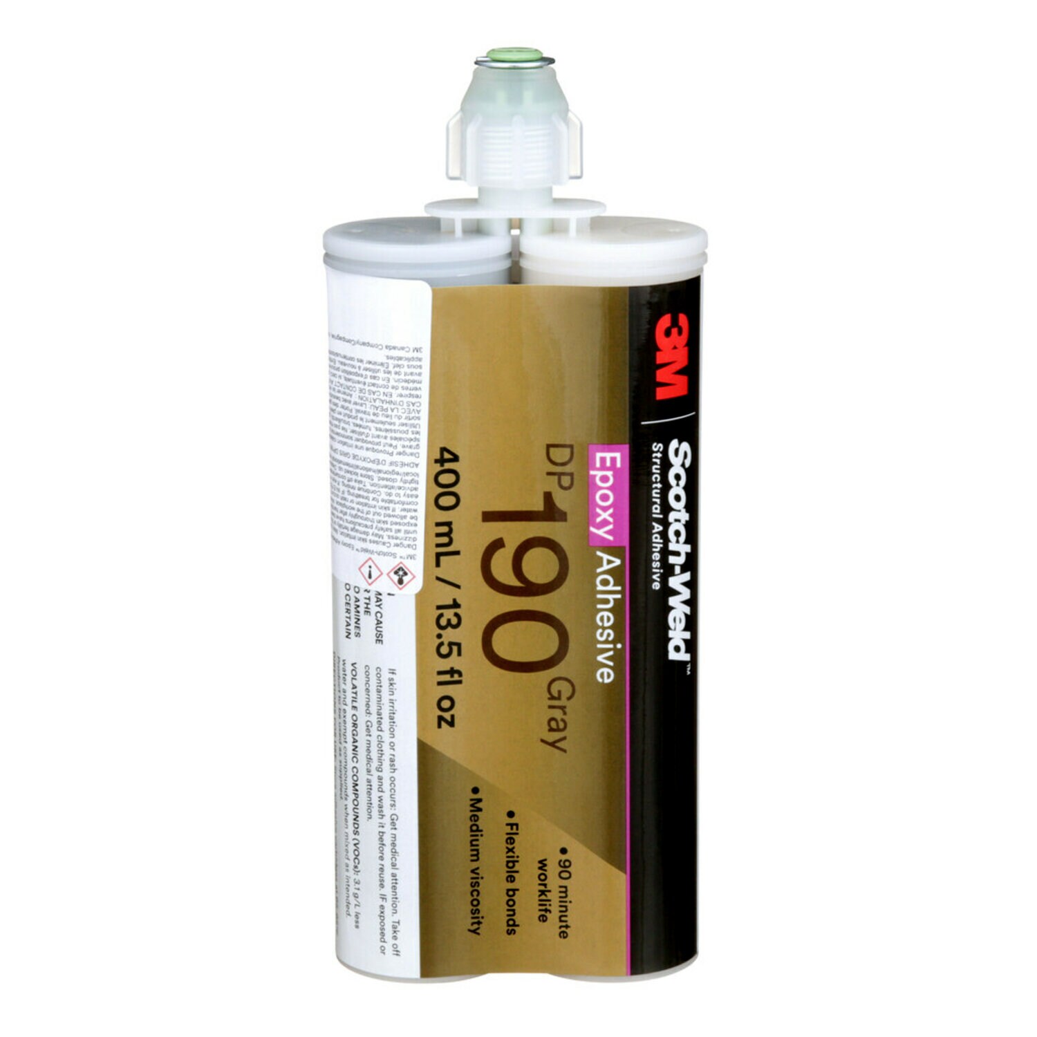 7100076722 - 3M Scotch-Weld Epoxy Adhesive DP190, Gray, 400 mL Duo-Pak, 6/Case