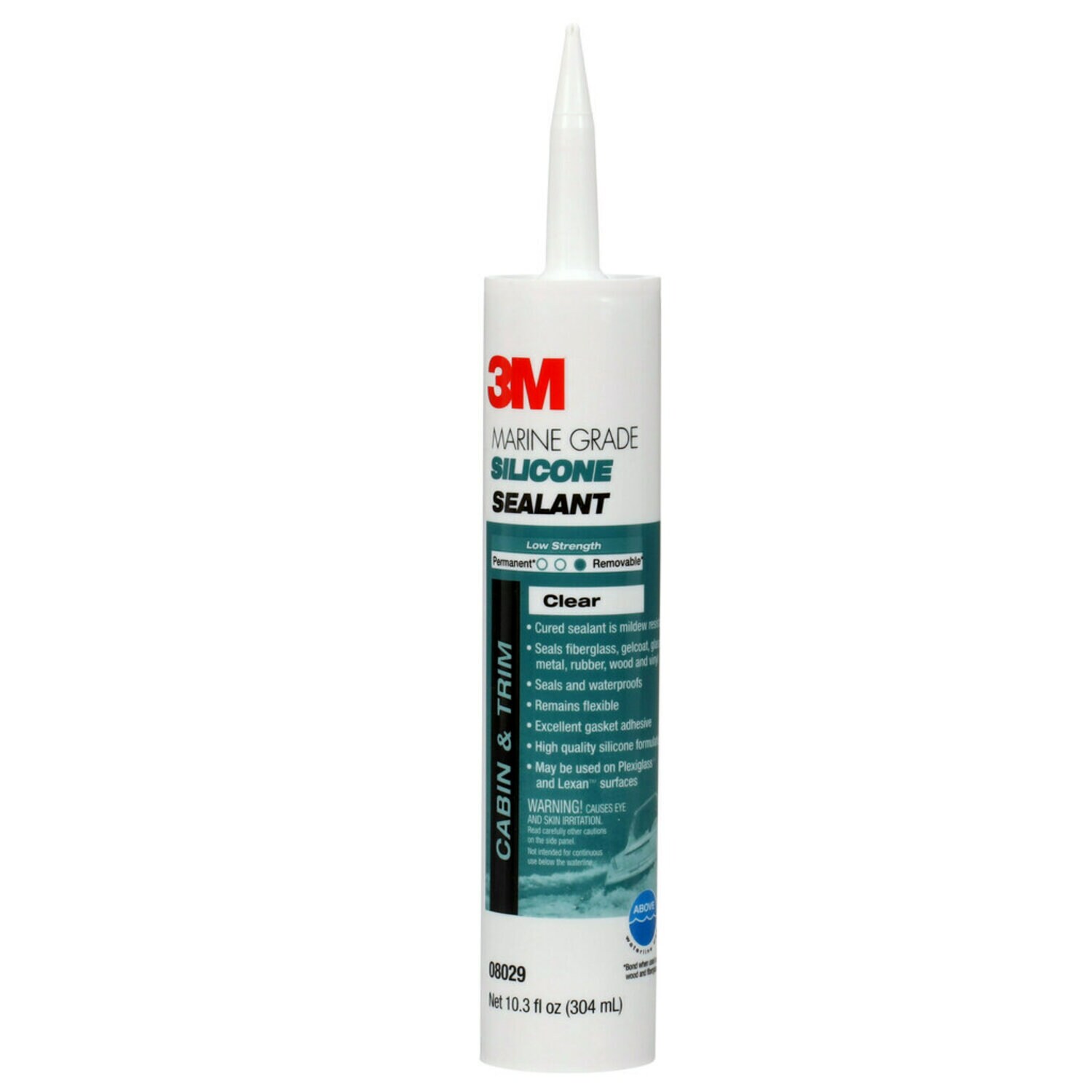 7000120477 - 3M Marine Grade Silicone Sealant, Clear, 304 mL Cartridge, 12/Case