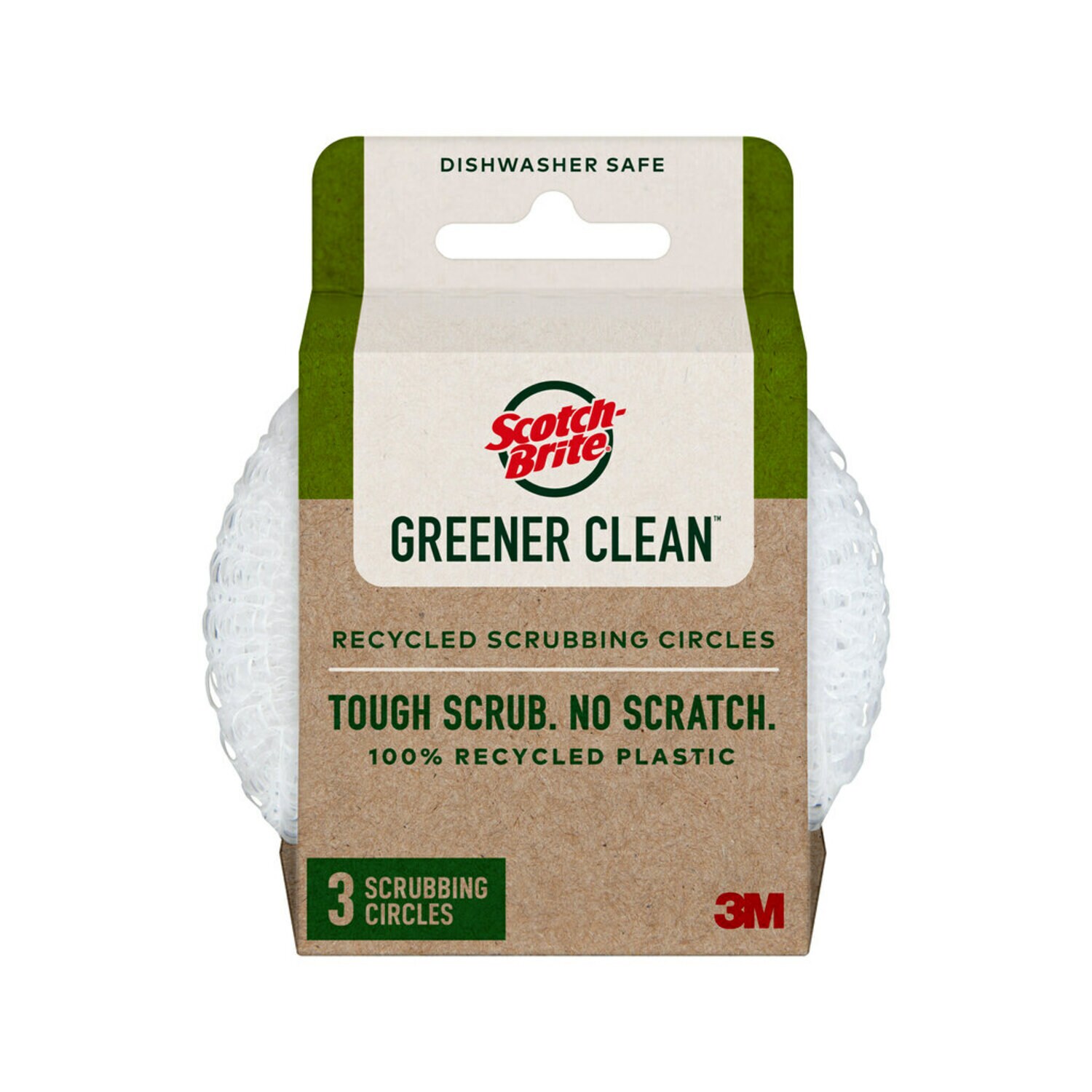 7100282851 - Scotch-Brite Greener Clean Recycled Scrubbing Circles 215-GC, 6/3