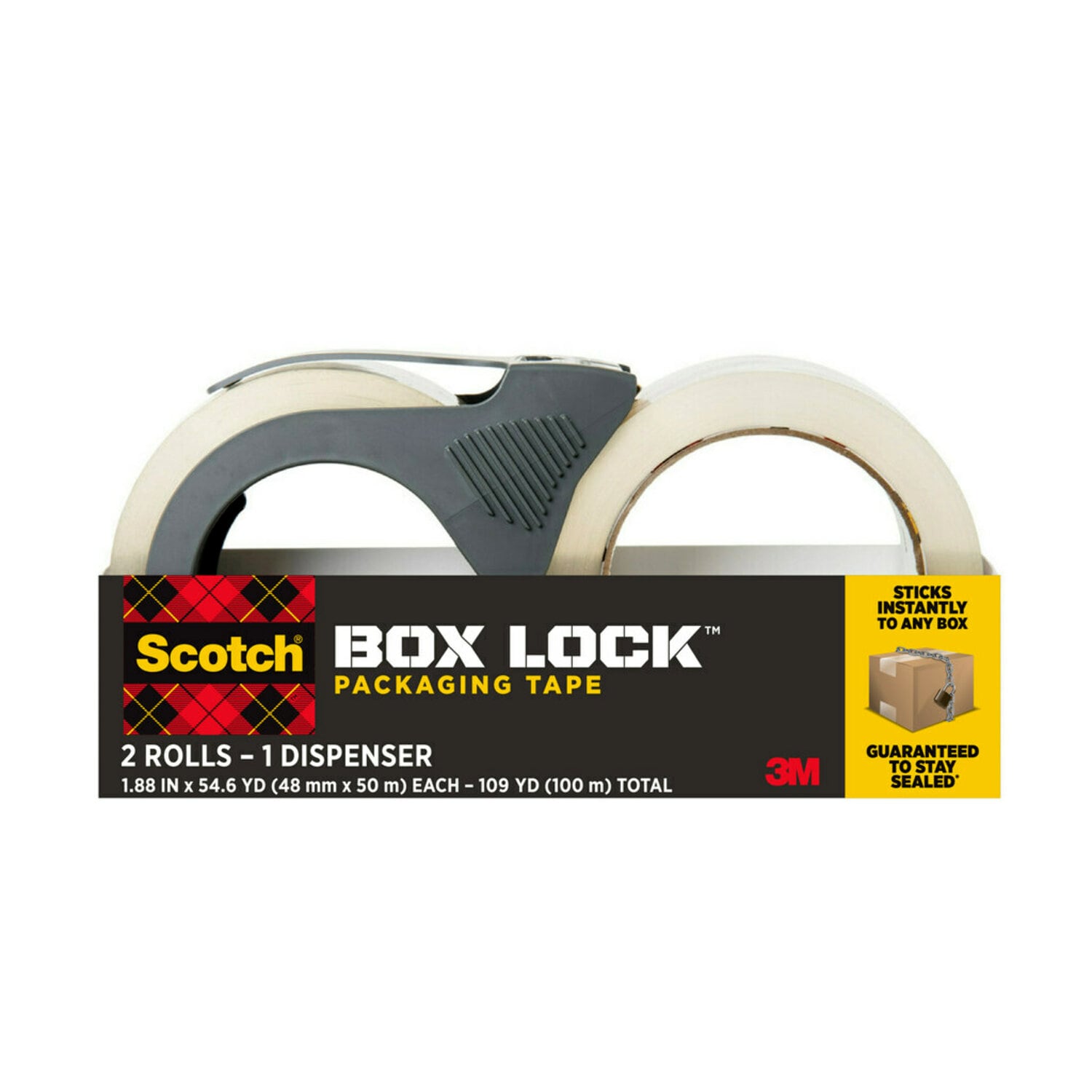 7100260763 - Scotch Shipping Packaging Tape 3950-21RD-6WC, 1.88 in x 54.6 yd (48 mm x 50 m), 2 Rolls with Dispenser
