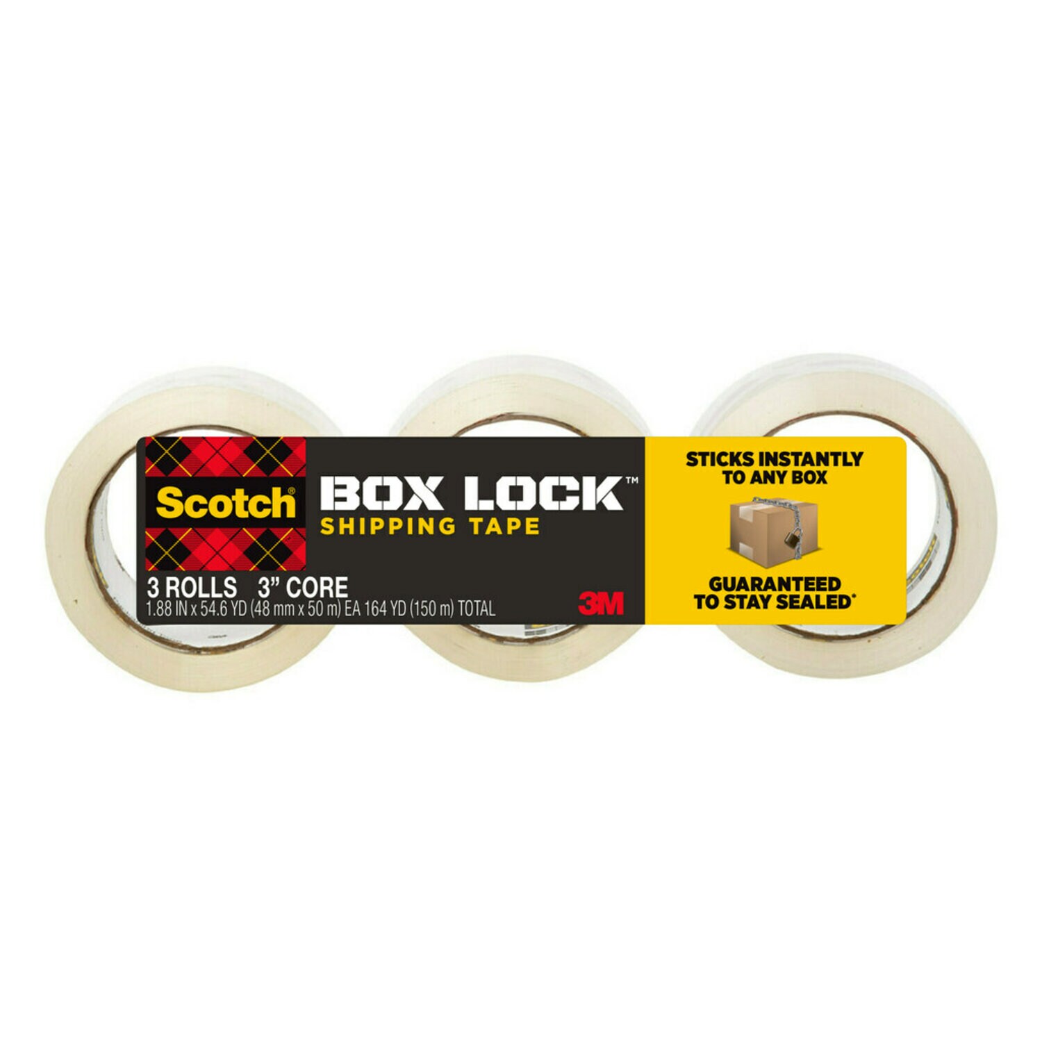 7100233600 - Scotch Shipping Packaging Tape 3950-3, 1.88 in x 54.6 yd (48 mm x 50 m)