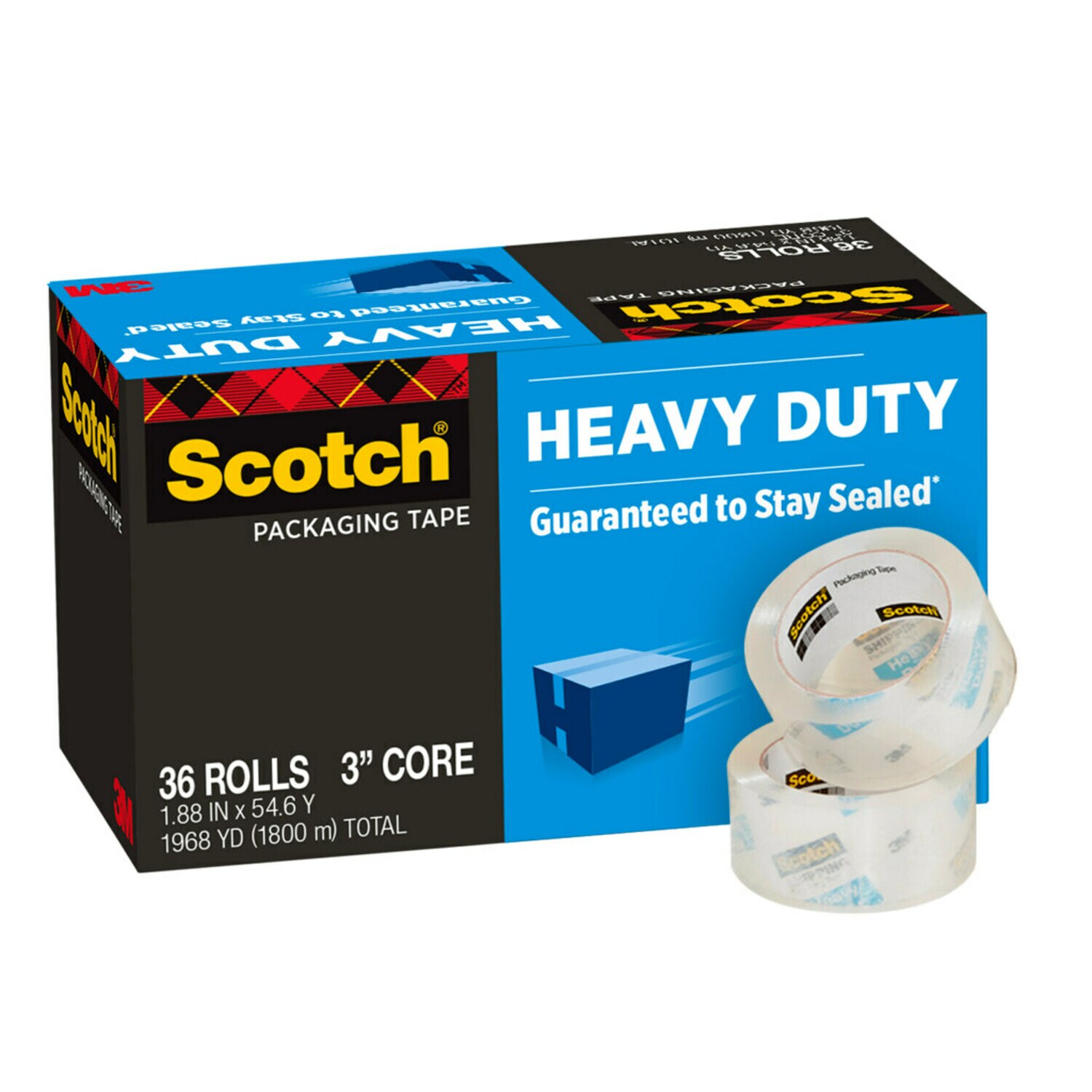 7100159394 - Scotch Heavy Duty Shipping Packaging Tape 3850-CS36, 1.88 in x 54.6 yd (48 mm x 50 m), 6-6 Packs
