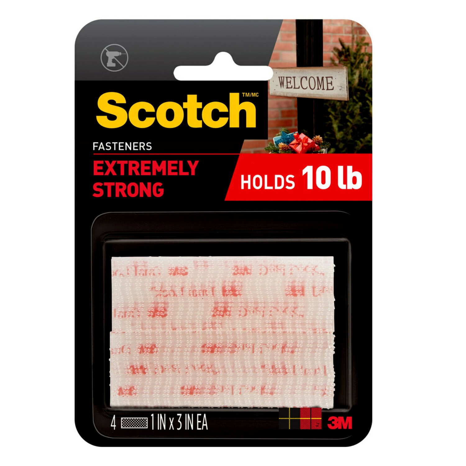 7100404779 - Scotch Extreme Fasteners RFD7090, Clear, 1 in x 3 in (25.4 mm x 76.2 mm), 2 Sets of Strips
