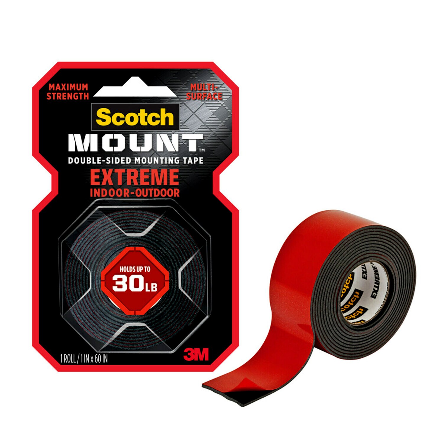 7100205652 - Scotch-Mount Extreme Double-Sided Mounting Tape 414H, 1 In X 60 In (2,54 Cm X 1,52 M)