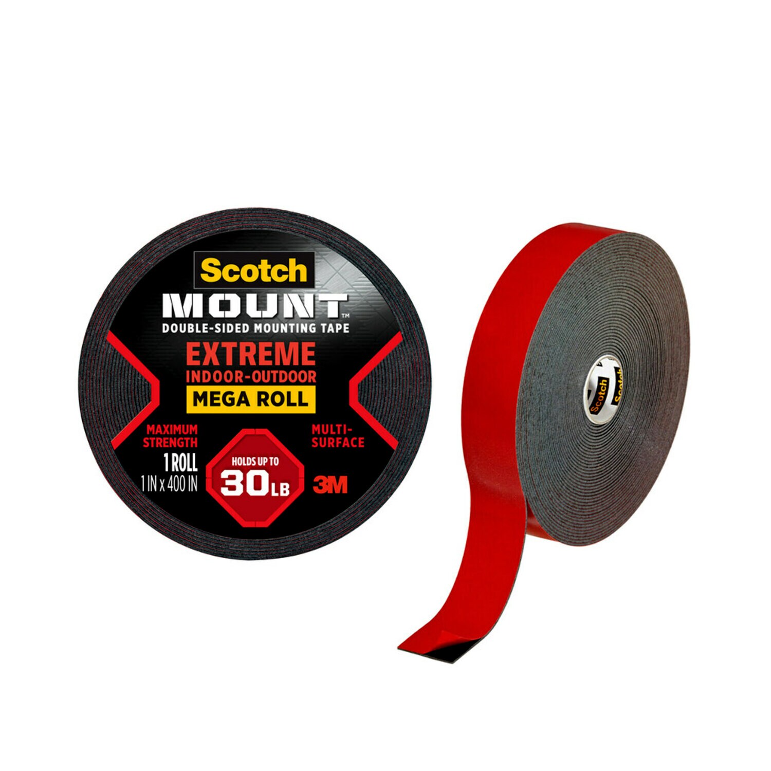 7100205645 - Scotch-Mount Extreme Double-Sided Mounting Tape Mega Roll 414H-LONG-DC, 1 In X 400 In (2,54 Cm X 10,1 M)