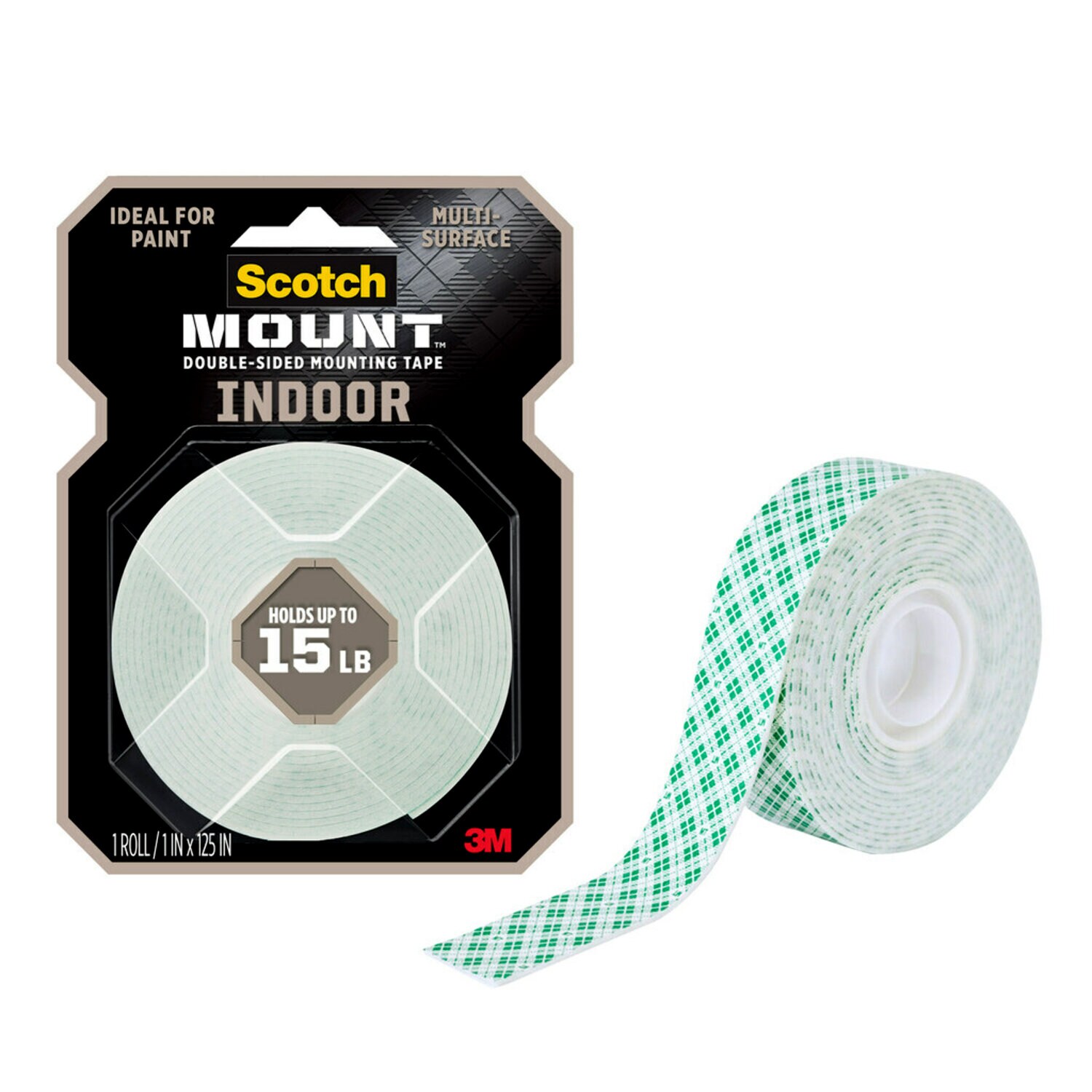 7100216168 - Scotch-Mount Indoor Double-Sided Mounting Tape 314H-MED-DC, 1 in x 125 in (2,54 cm x 3,17 m)