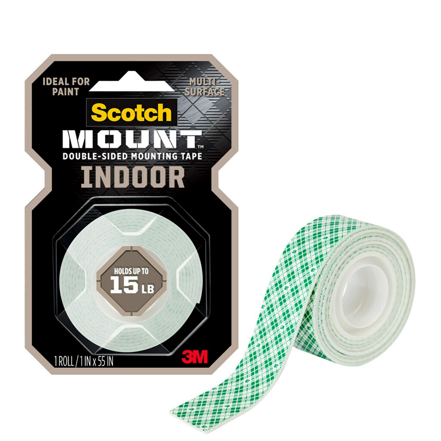 7100205649 - Scotch-Mount Indoor Double-Sided Mounting Tape 214H, 1 In X 55 In (2,54 Cm X 1,39 M)