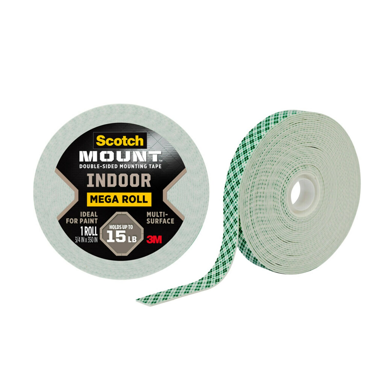 7100205572 - Scotch-Mount Indoor Double-Sided Mounting Tape Mega Roll 110H-LONG-DC, 3/4 In X 350 In (1,9 Cm X 8,89 M)