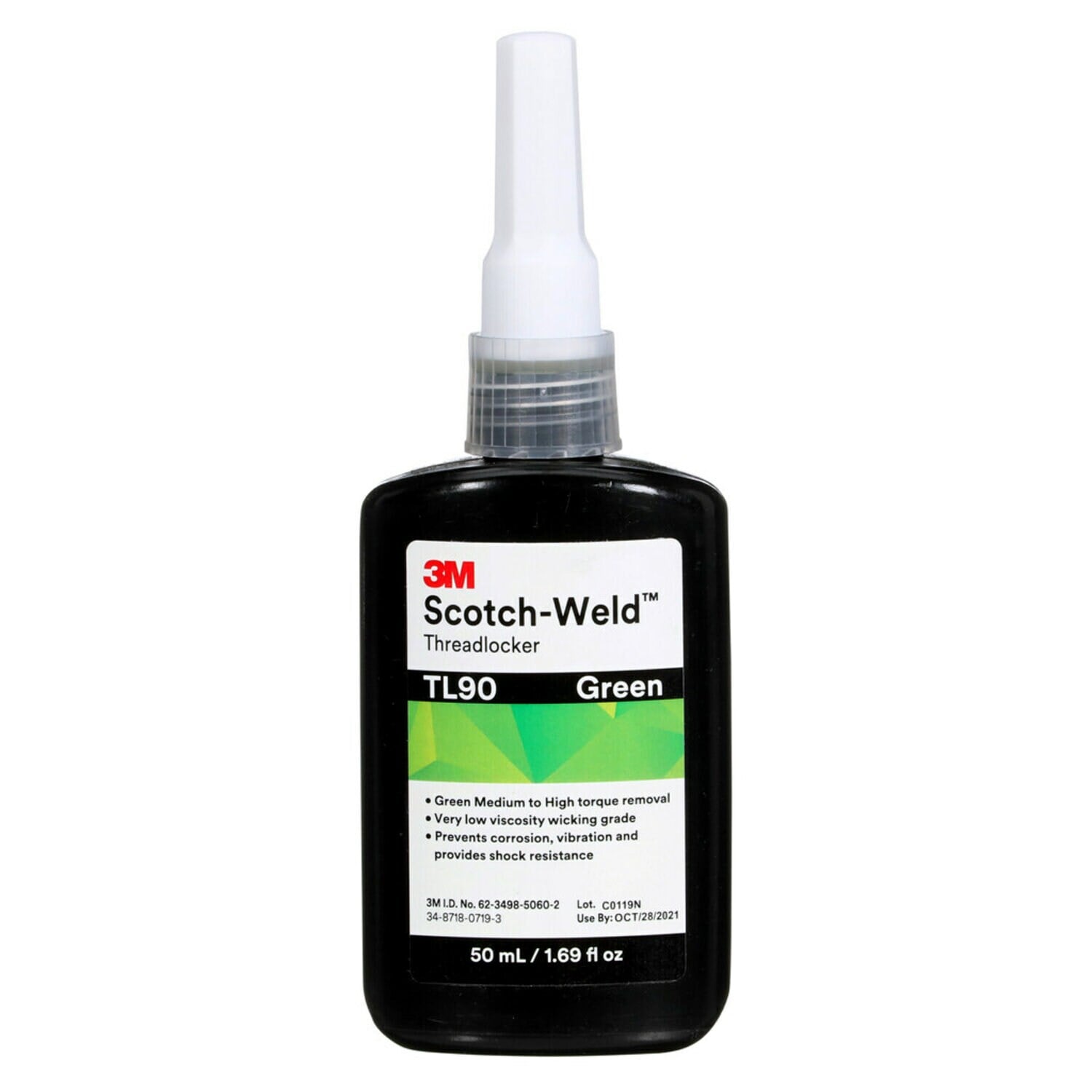 7100039236 - 3M Scotch-Weld Threadlocker TL90, Green, 50 mL Bottle, 10/case