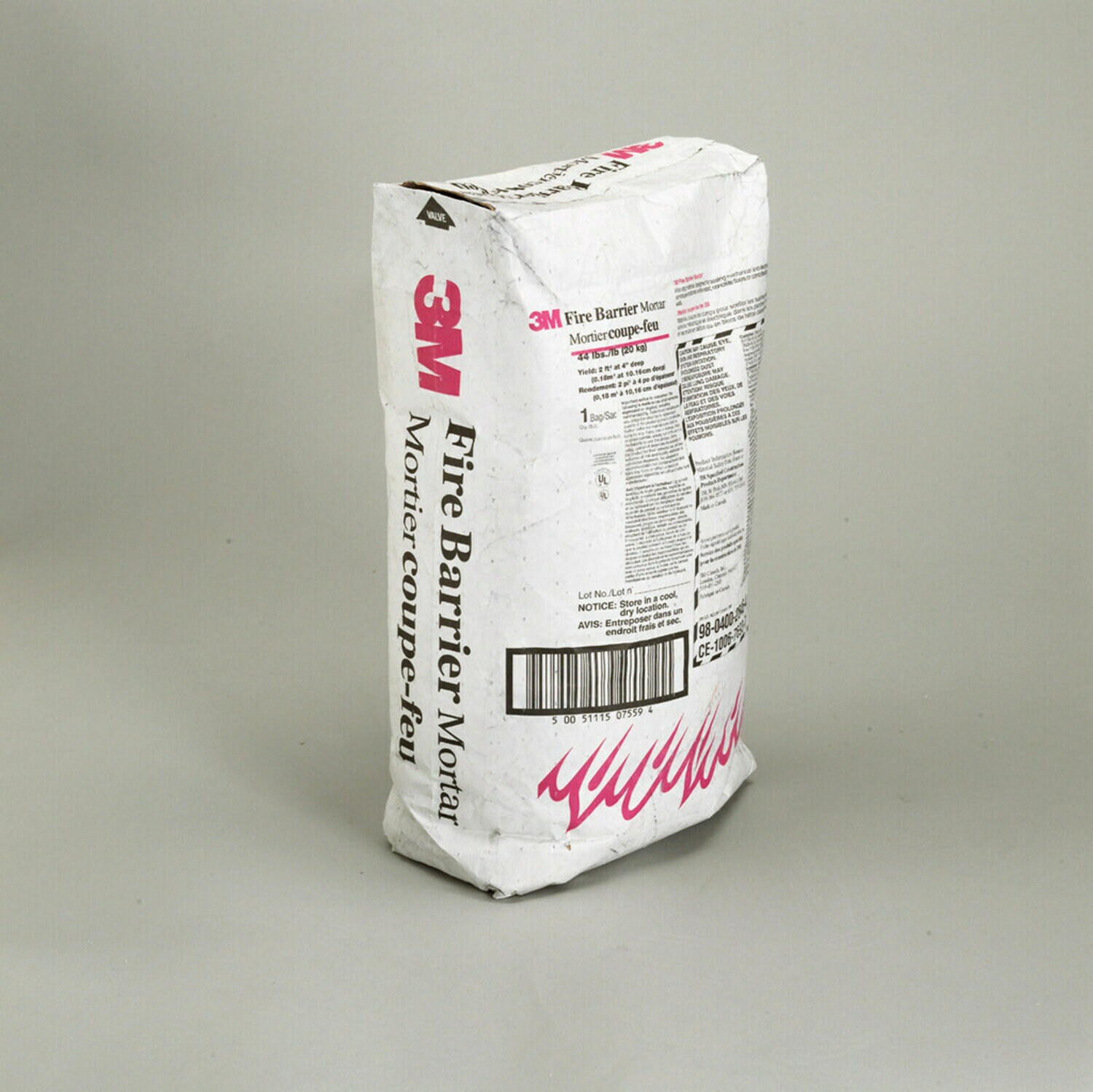 7000031967 - 3M Fire Barrier Mortar, Gray, 44 lb, 1 Bag/Case