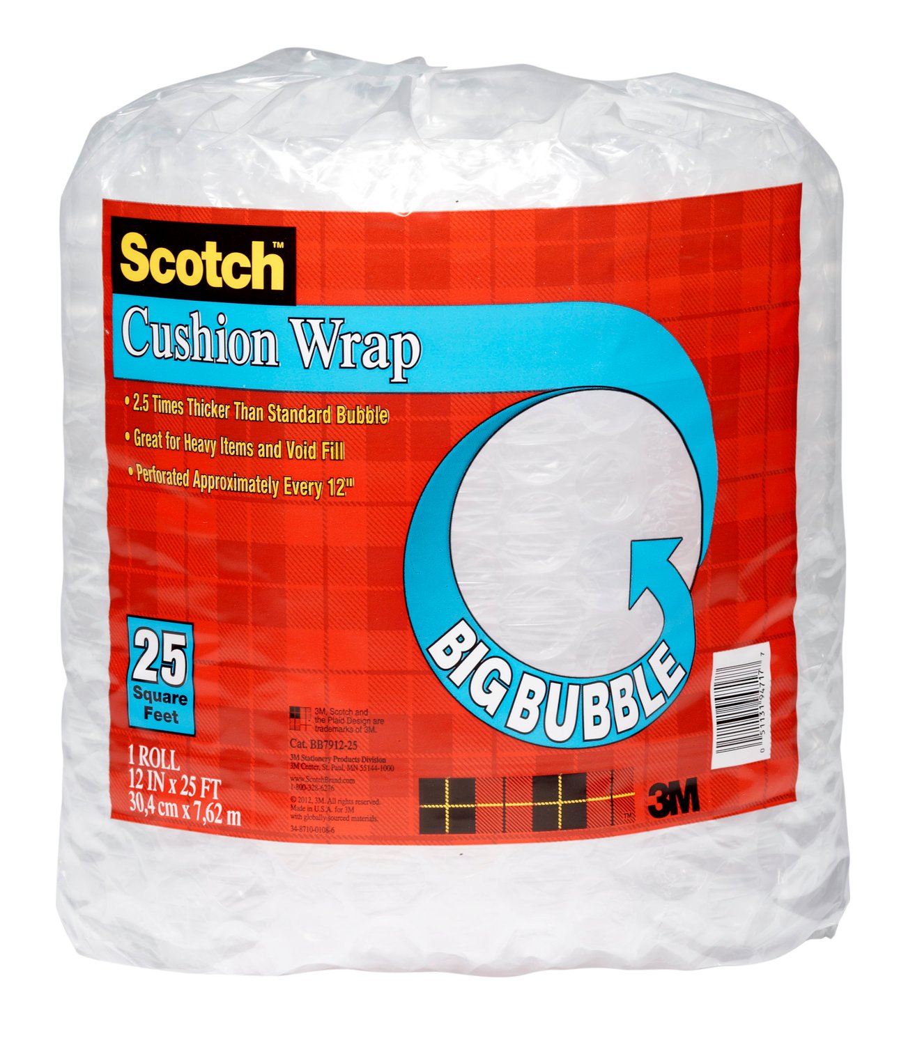 7010311671 - Scotch Big Bubble Cushion Wrap, BB7912-25 12 in x 25 ft, 4/Case