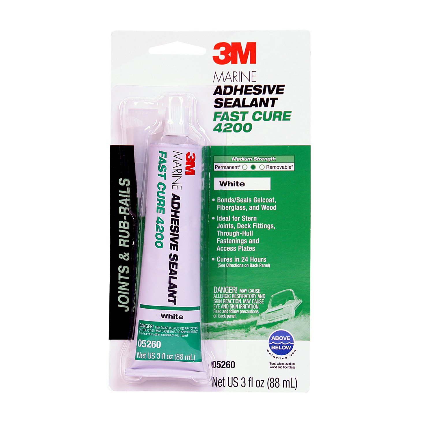 7000148282 - 3M Marine Adhesive Sealant 4200FC, Fast Cure, White, 3 oz Tube, 6/Case