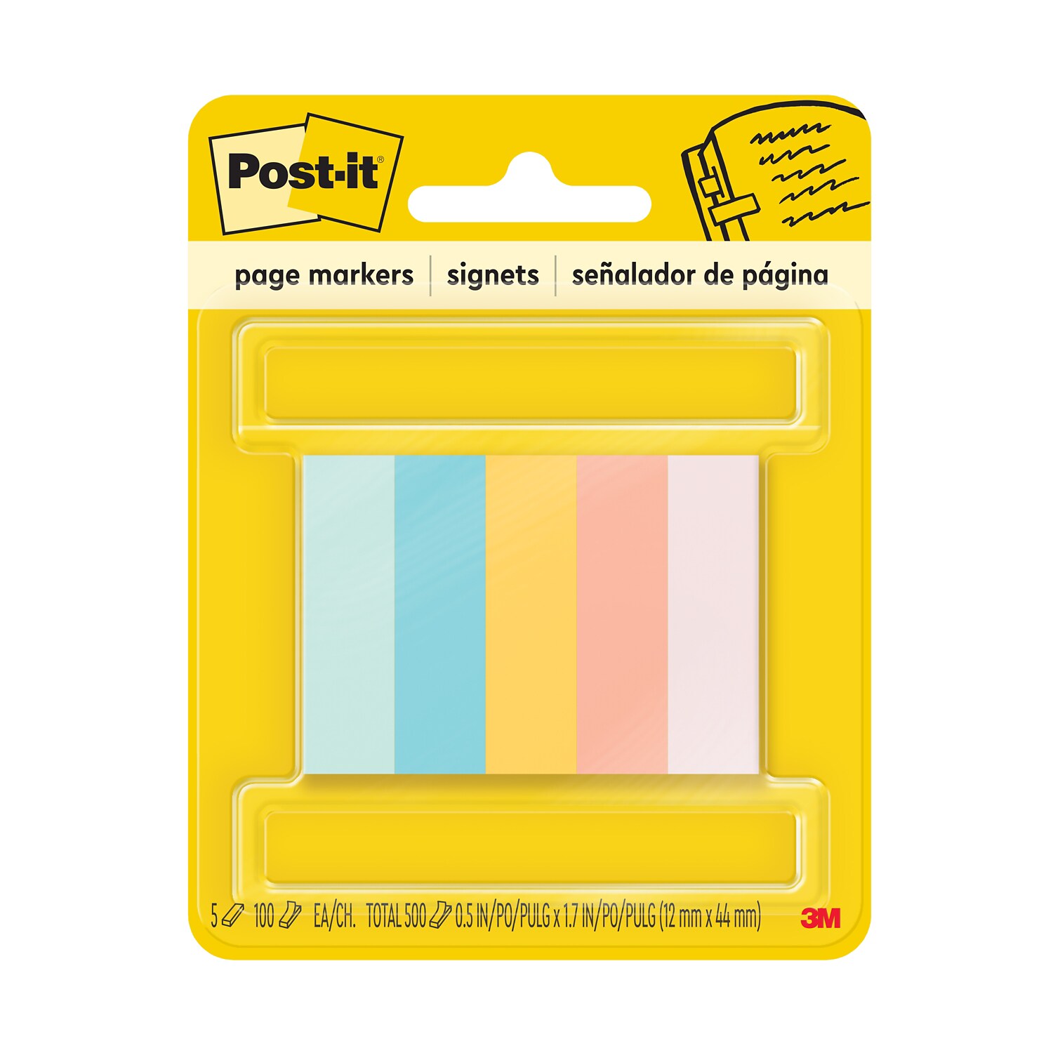 7100247677 - Post-it Page Markers 670-5AF2, Assorted Bright Colors, 1/2 in X 1-3/4 in (12.7 mm x 44.4 mm), 100% PEFC, SGSCH-PEFC-COC-110078