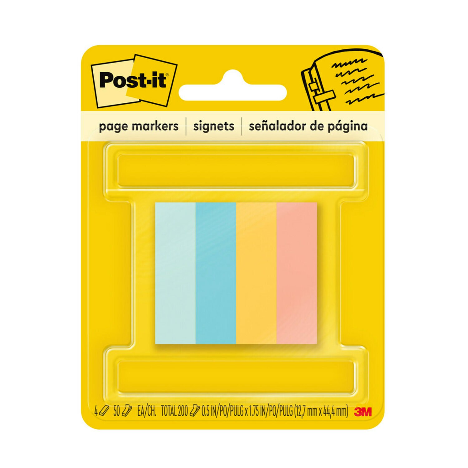 7010044878 - Post-it Page Marker 670-4-D, .5 in x 1.75 in (12,7 mm x 44,4 mm)