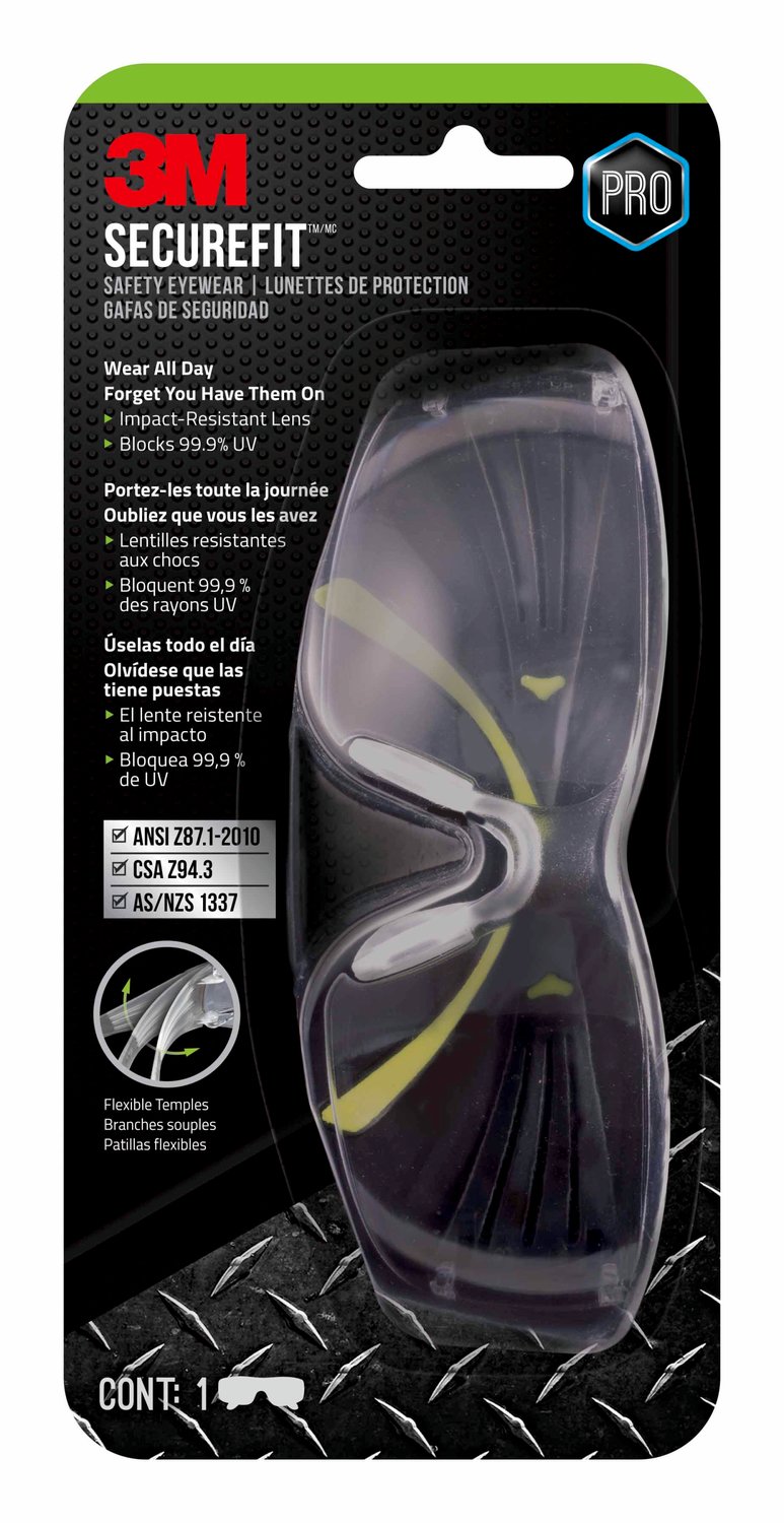 7100100119 - 3M SecureFit 400 Eye Protection SF400C-LV4, Clear Anti-Fog, 1 eyewear