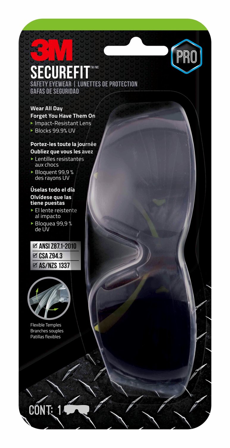 7100250564 - 3M SecureFit 400 Safety Eyewear SF400G-LV-4-PS, Gray Anti-Fog, 1 Eyewear, 4/case