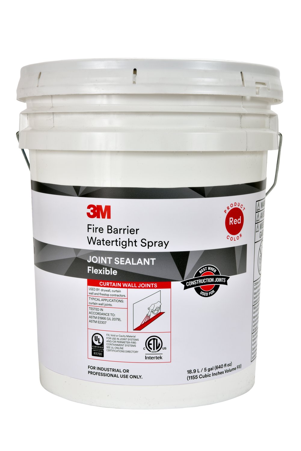 7100139274 - 3M Fire Barrier Water Tight Spray, Red, 5 Gallon (Pail), Drum