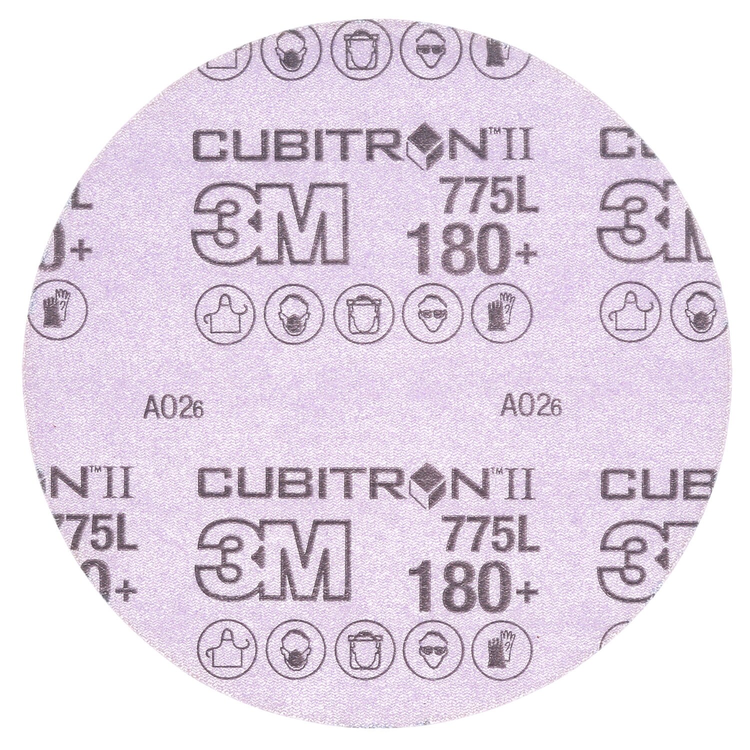 7100400593 - 3M Cubitron II Stikit Film Disc 775L, 180+ 3MIL, 12 in x NH, Linered, Die 1200B