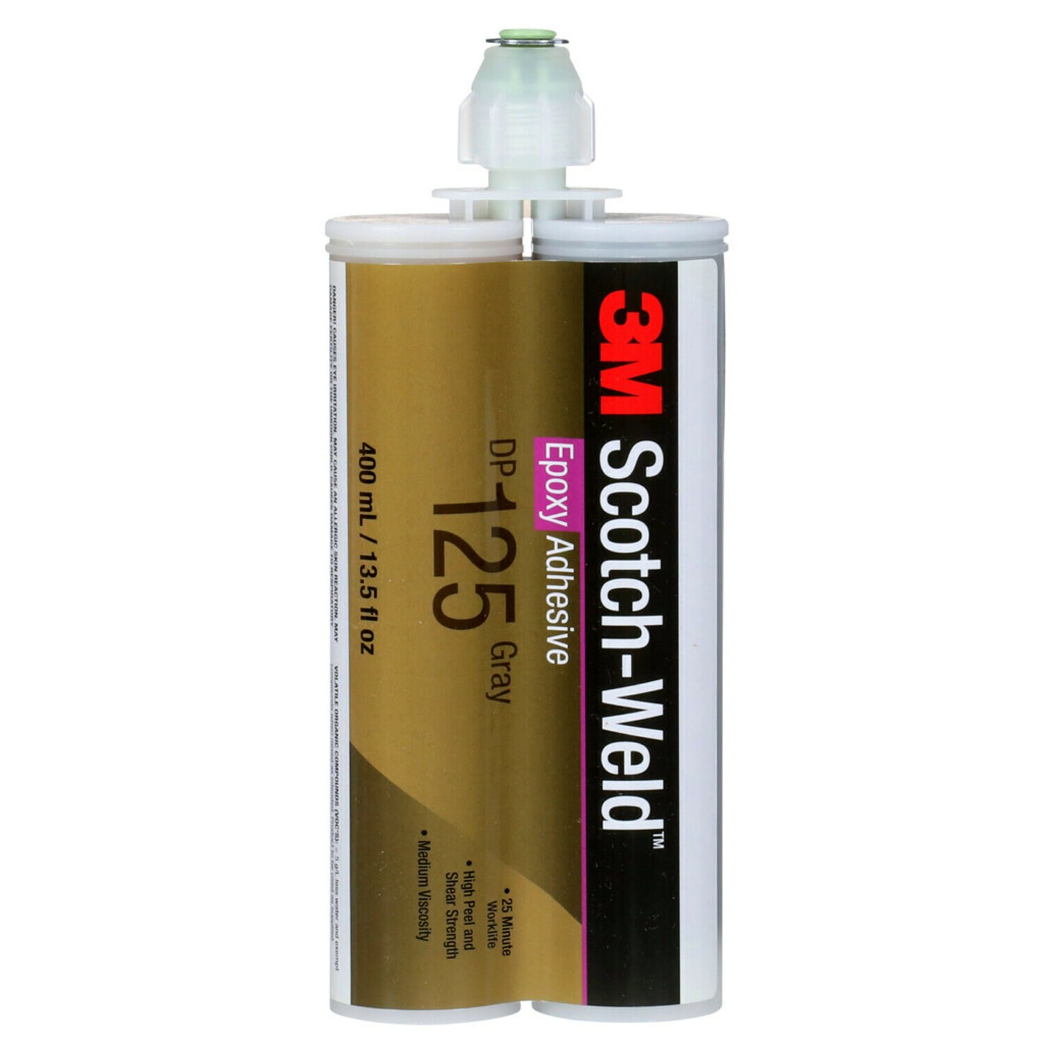 7100076727 - 3M Scotch-Weld Epoxy Adhesive DP125, Gray, 400 mL Duo-Pak, 6/Case