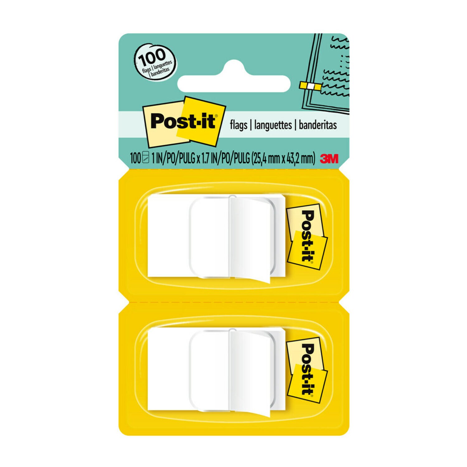 7010314970 - Post-it Flags 680-WE2, 1 in. x 1.7 in. (2.54 cm x 4.31 cm) White, 2-pk