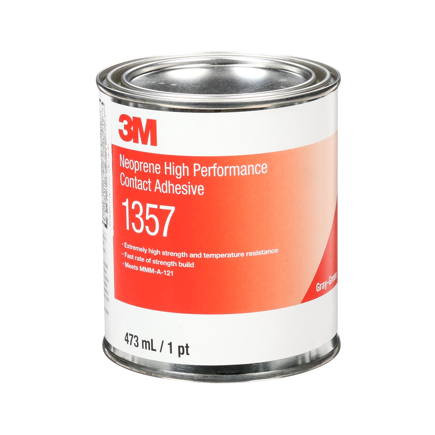 7000121201 - 3M Neoprene High Performance Contact Adhesive 1357, Gray-Green, 1 Pint
Can, 12/case