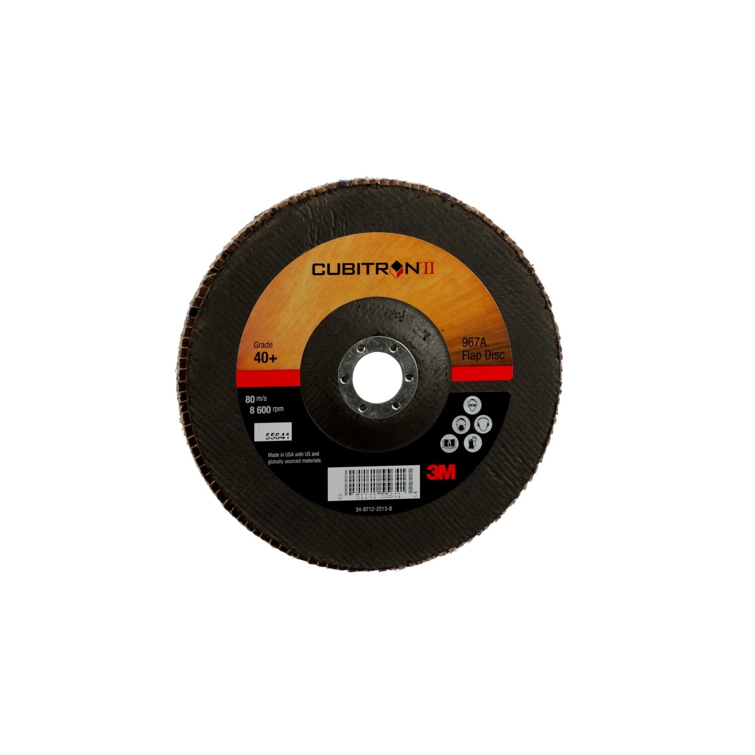 7010300290 - 3M Cubitron II Flap Disc 967A, 40+, T27, 7 in x 7/8 in, Giant, 5 ea/Case
