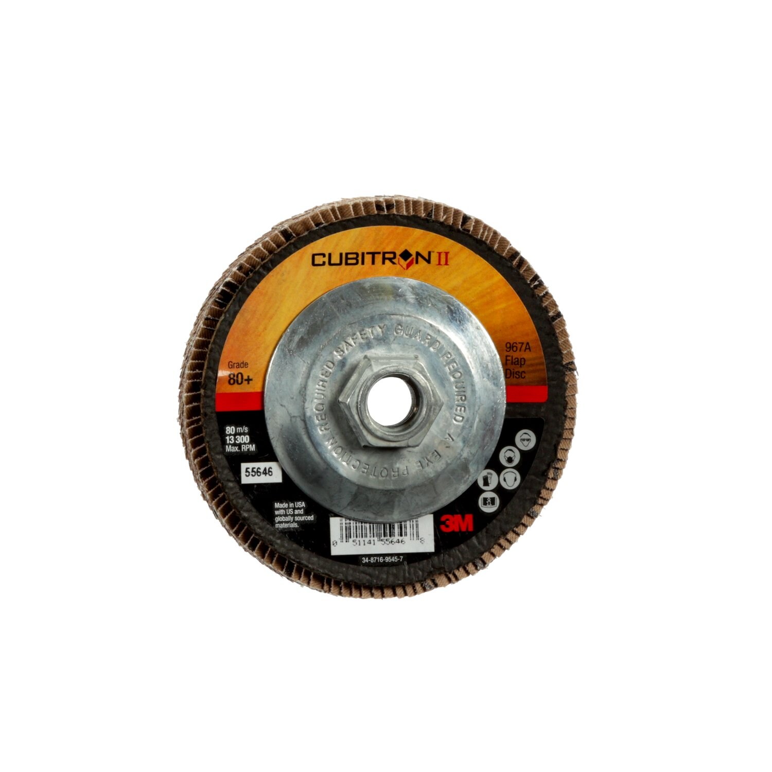 7010363307 - 3M Cubitron II Flap Disc 967A, 80+, T29 Quick Change, 4-1/2 in x 5/8"-11, Giant, 10 ea/Case