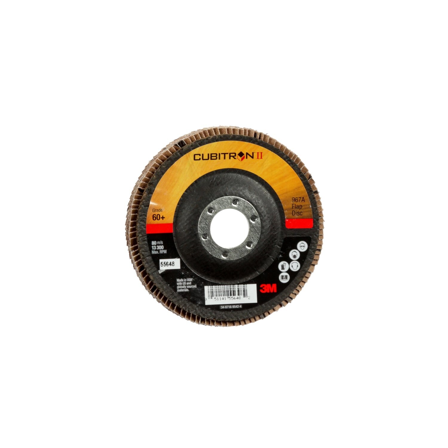 7010292540 - 3M Cubitron II Flap Disc 967A, 60+, T29, 4-1/2 in x 7/8 in, Giant, 10 ea/Case