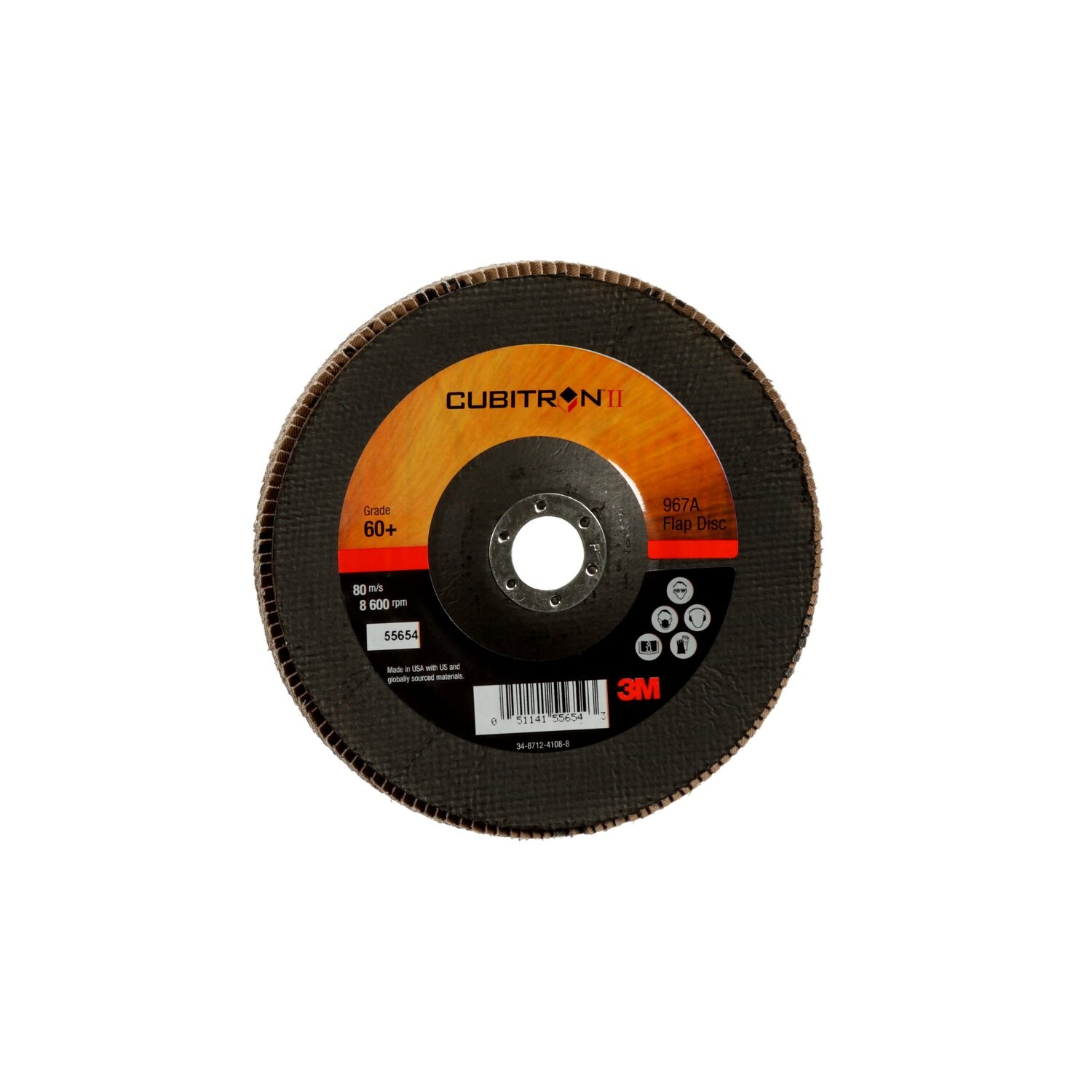 7010327067 - 3M Cubitron II Flap Disc 967A, 60+, T29, 7 in x 7/8 in, Giant, 5 ea/Case