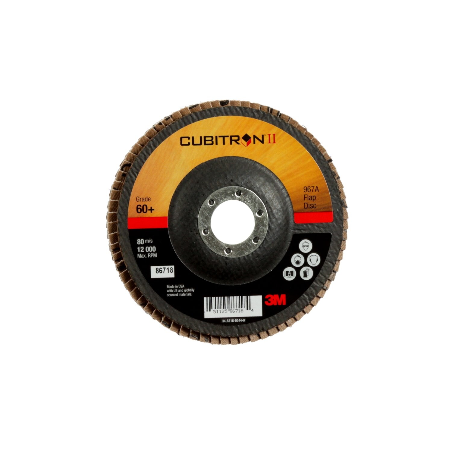 7000148199 - 3M Cubitron II Flap Disc 967A, 60+, T27, 5 in x 7/8 in, 10 ea/Case