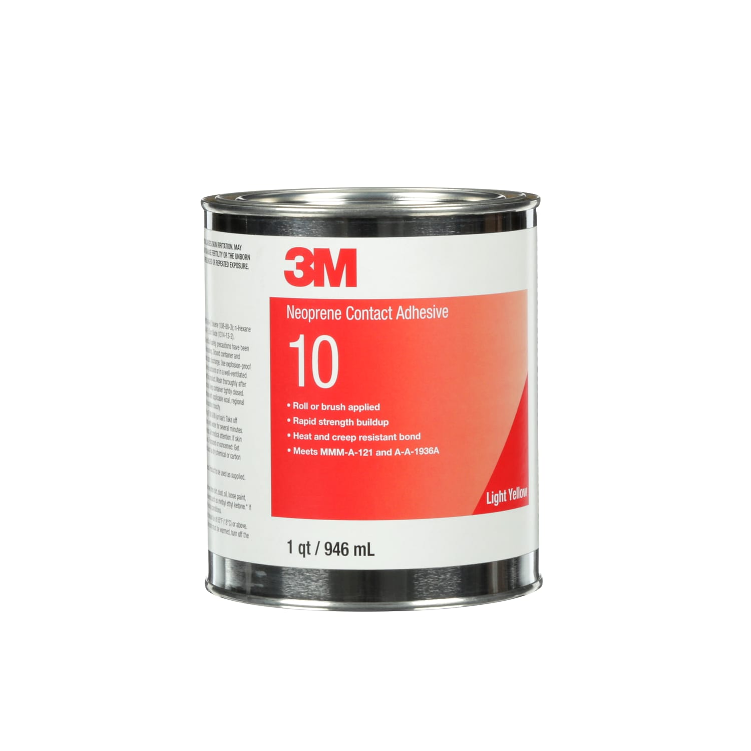 7000046352 - 3M Neoprene Contact Adhesive 10, Light Yellow, 1 Quart, 1 Can/Case, Sample