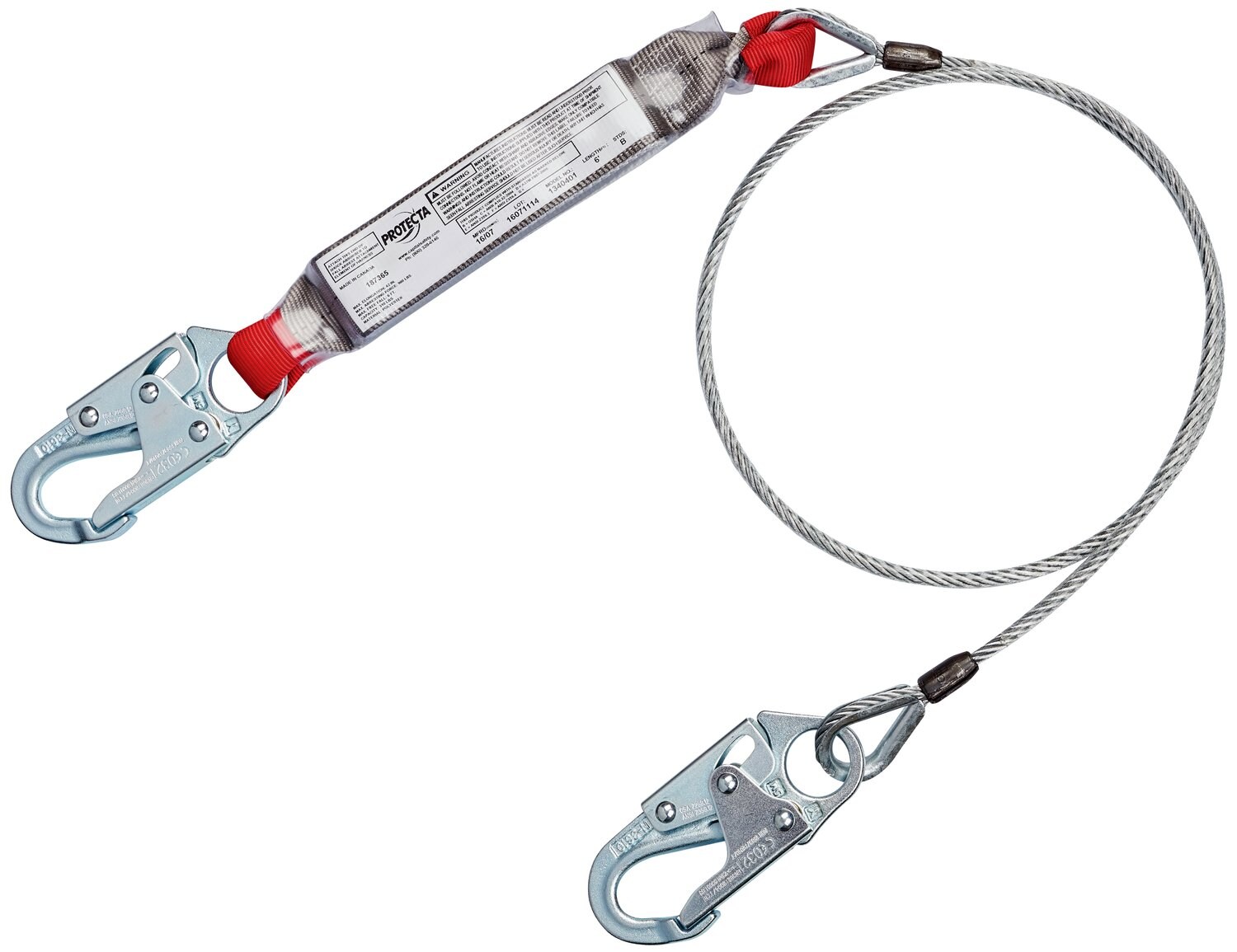 7012817369 - 3M Protecta Cable Shock-Absorbing Lanyard 1340401, 6 ft