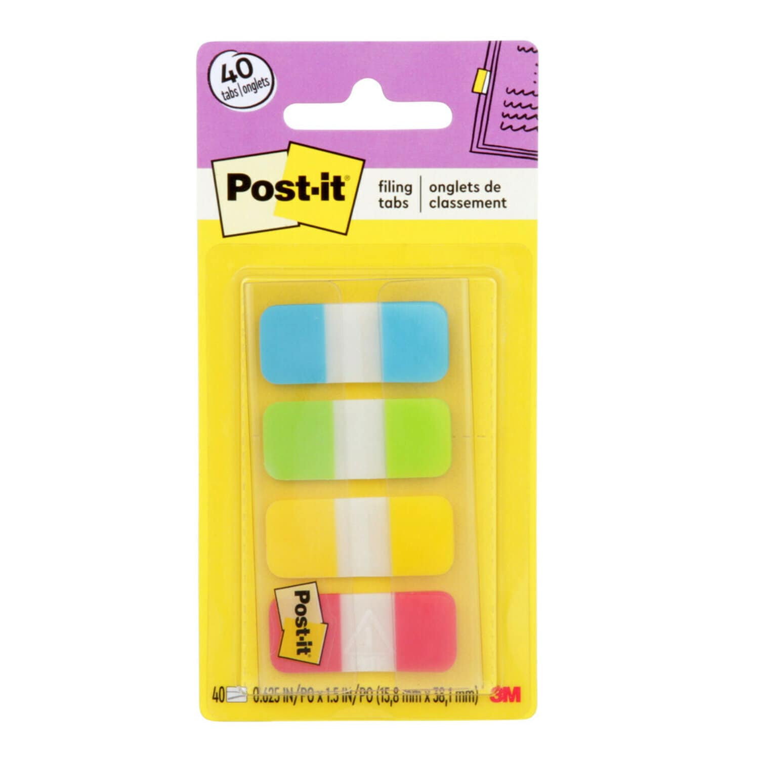 7010332170 - Post-it Tabs 676-ALYR, .625 in. x 1.5 in. (15,8 mm x 38,1 mm)
