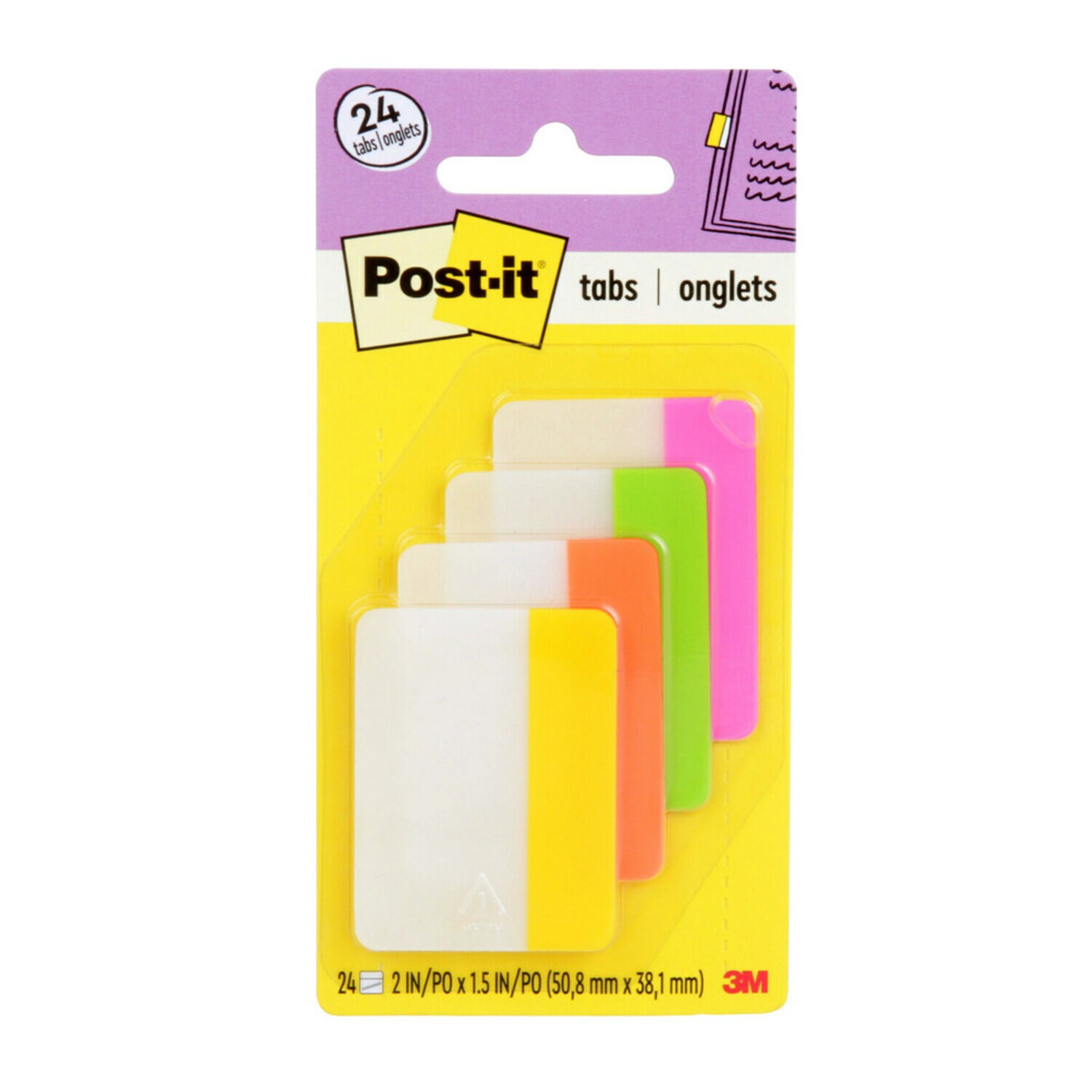 7000047884 - Post-it Dividing Tabs 686-PLOY, 2 in. x 1.5 in. (50.8 mm x 38 mm)