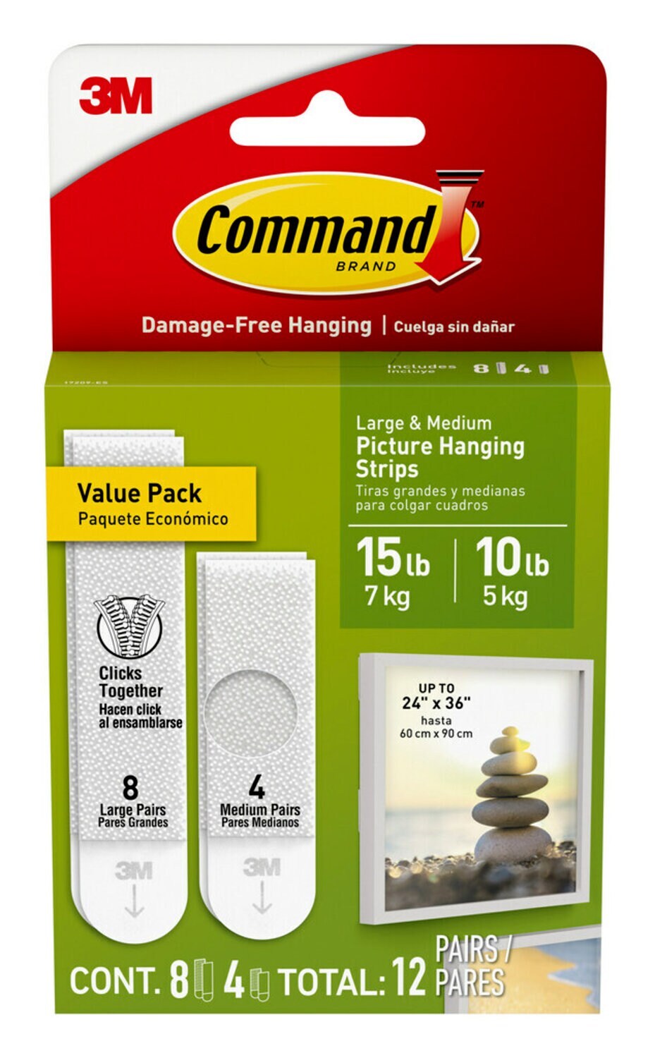 7100336062 - Command 10 Lb and 15 Lb White Picture Hanging Strips Value Pack 17209-ES, 12 Pairs