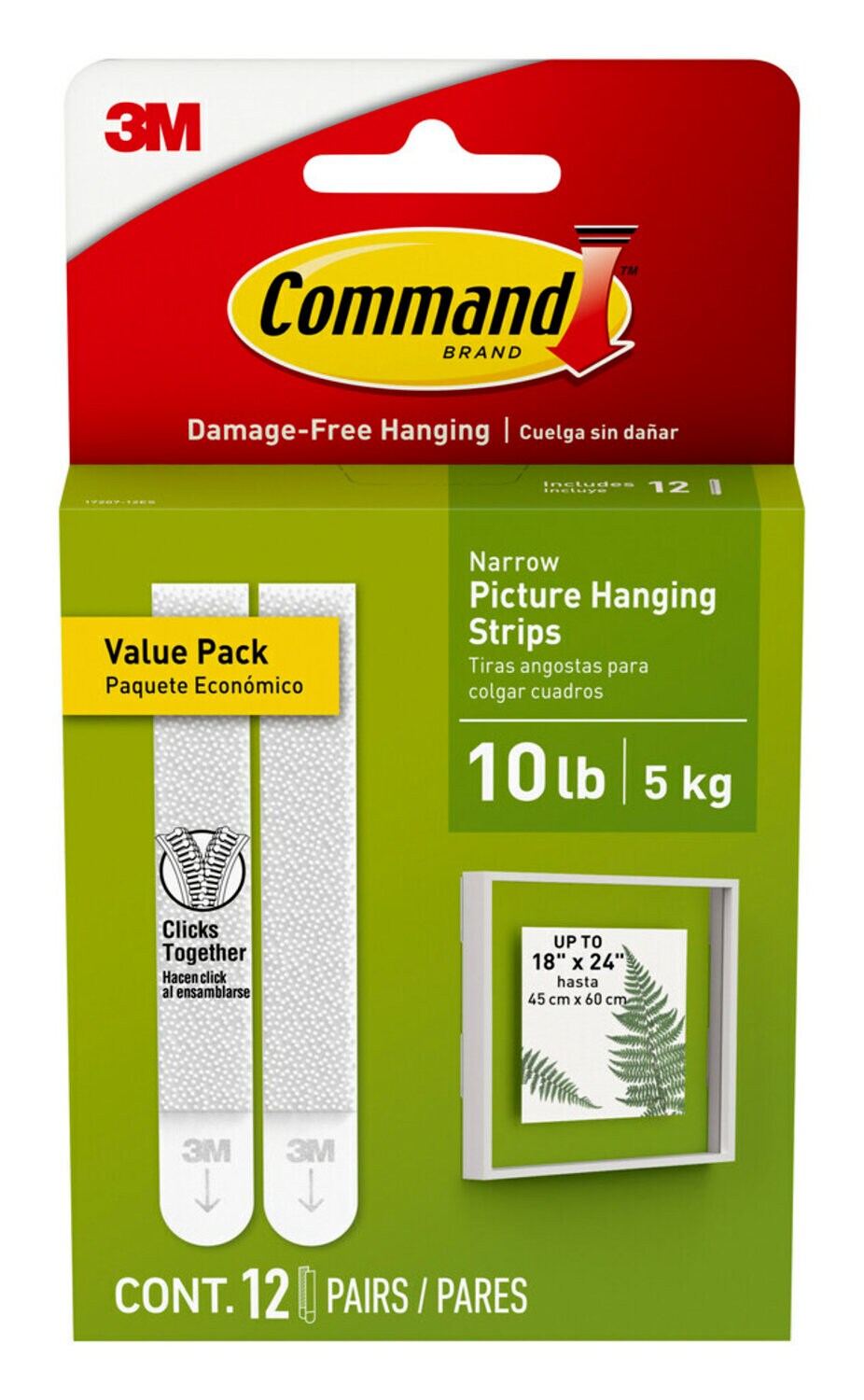 7100338844 - Command Narrow Picture Hanging Strips Value Pack 17207-12ES, 12 Pairs
