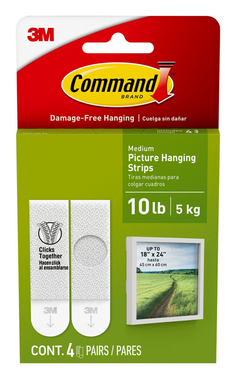 7100279582 - Command 10 lb White Picture Hanging Strips 17201-4PK-ES, 4 Pairs