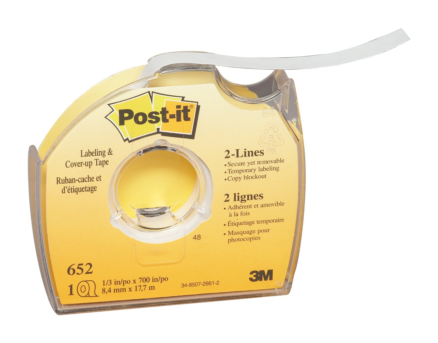 7000002171 - Post-it Labeling and Cover-Up Tape 652, 1/3 in x 700 in
