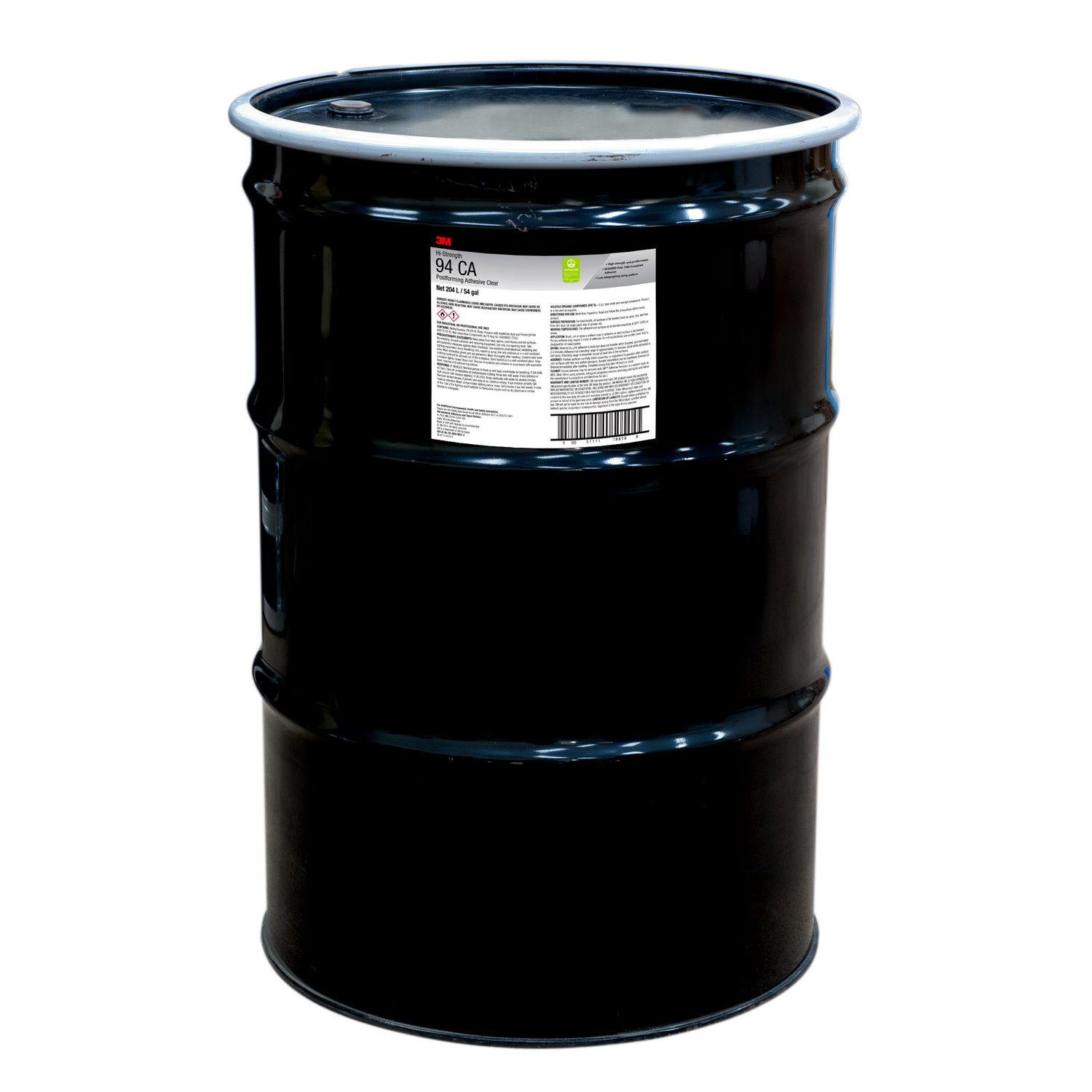 7010310276 - 3M Hi-Strength Postforming 94 CA Adhesive, Clear, 55 Gallon (54 Gallon Net), Drum