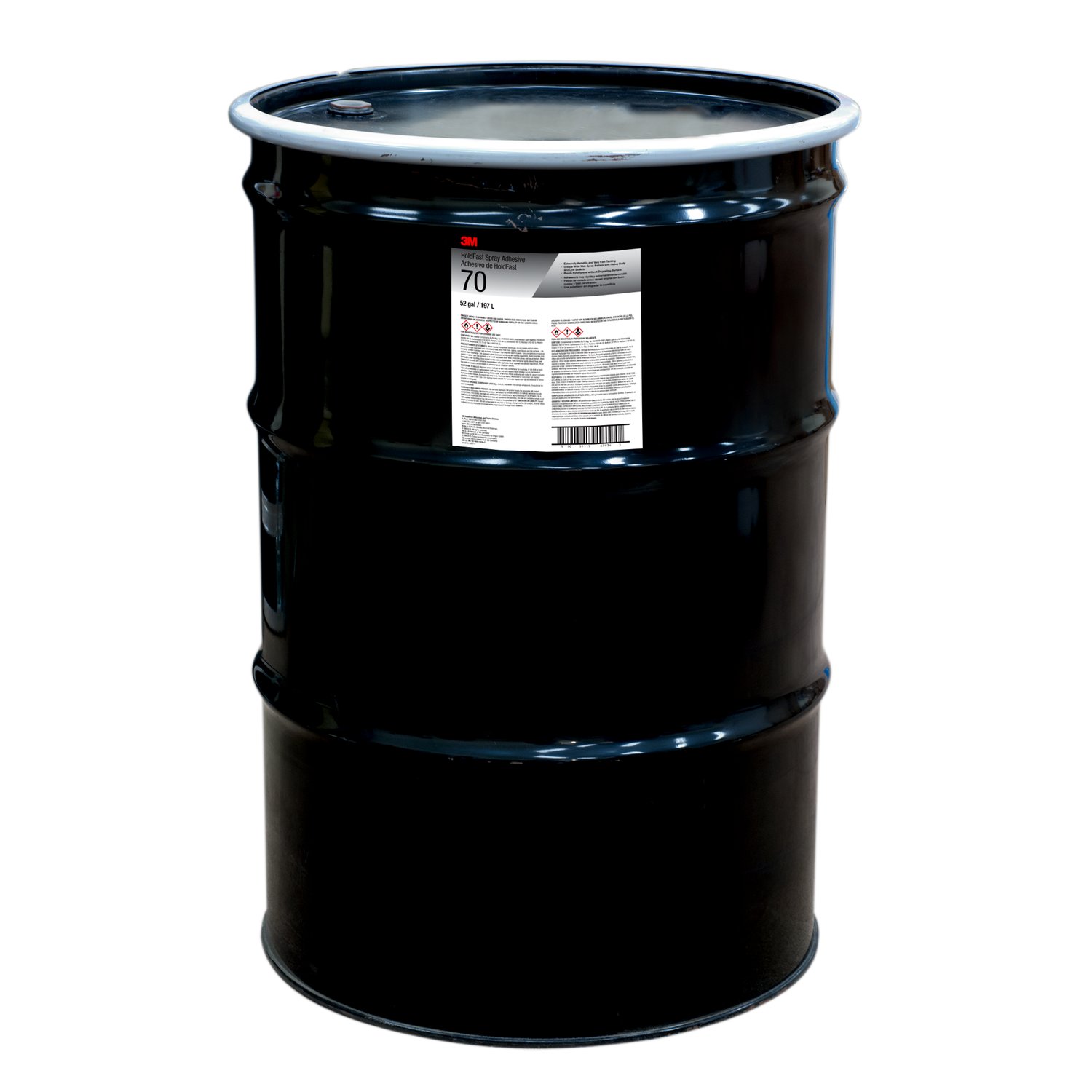 7010366348 - 3M HoldFast 70 Adhesive, Clear, 55 Gallon Metal Closed Head (52 Gallon Net), Drum