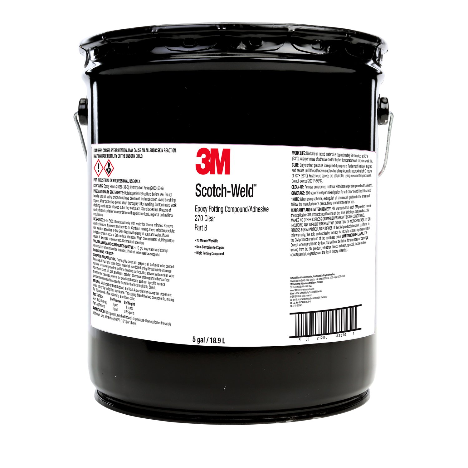7000028567 - 3M Scotch-Weld Epoxy Potting Compound 270, Clear, Part B, 5 Gallon (Pail), 1 Can/Drum