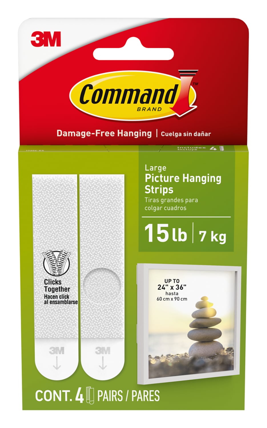 7100338519 - Command 15 Lb White Picture Hanging Strips 17206-ES, 4 Pairs