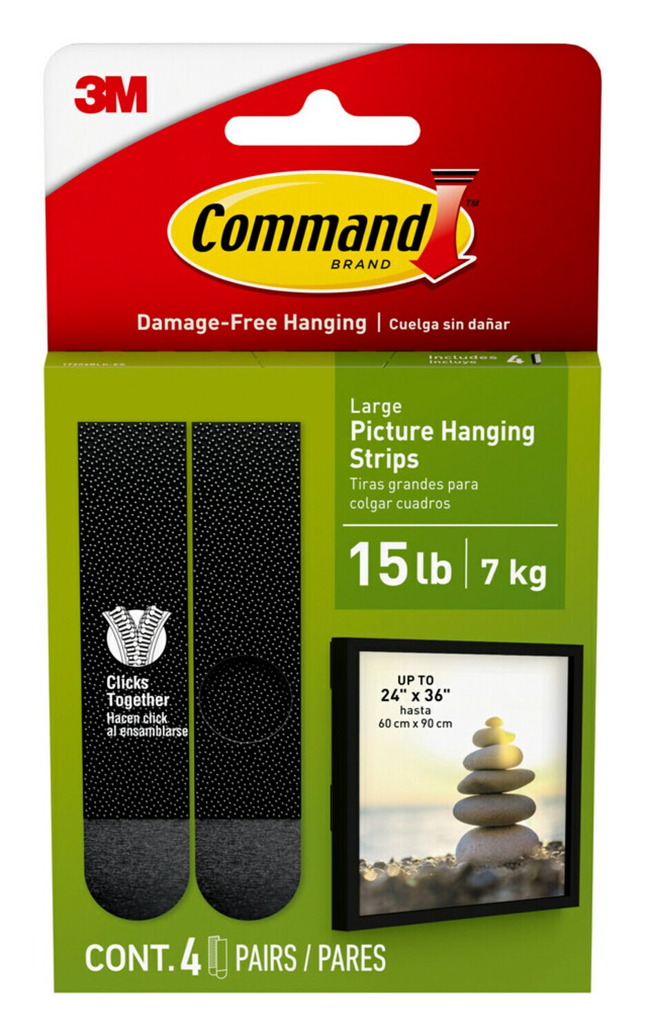 7100336677 - Command 15 Lb Black Picture Hanging Strips 17206BLK-ES, 4 Pairs