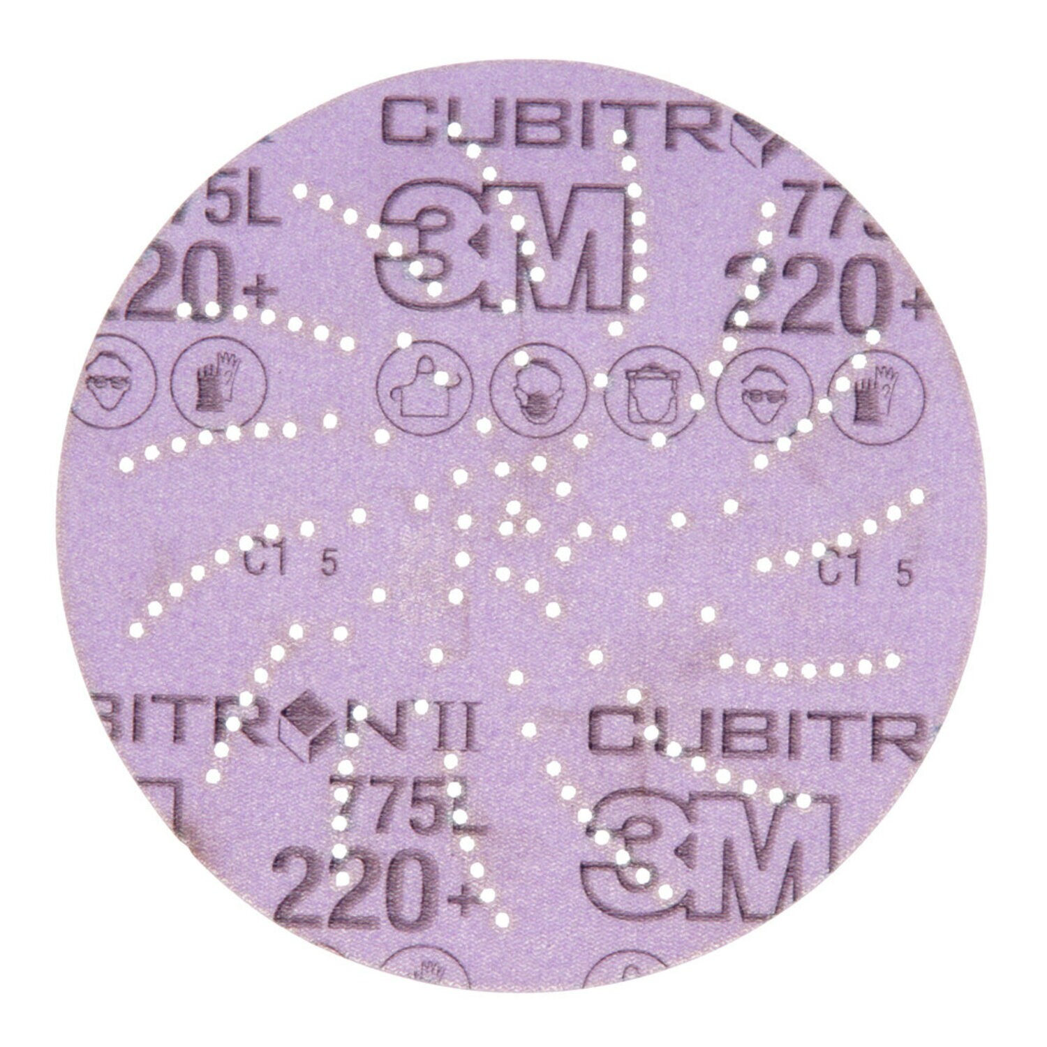7100064270 - 3M Xtract Cubitron II Film Disc 775L, 220+ 3MIL, 5 in, Die 500LG, 50/Carton, 250 ea/Case